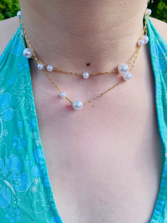 Sautoir chaßne perlée