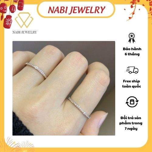 Nhẫn bạc nữ Nabi Jewelry đính đá 1 hàng tối giản