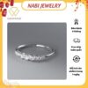 Nhẫn bạc nữ nửa hàng đá cách điệu đá chủ chữ nhật Nabi Jewelry